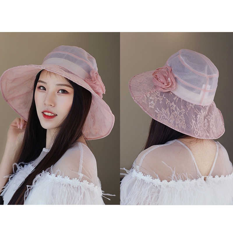 Women-Polyester-Floral-Transparent-Wide-Brimmed-Bucket-Hat-Sun-Protection-Fisherman-Cap-1433775