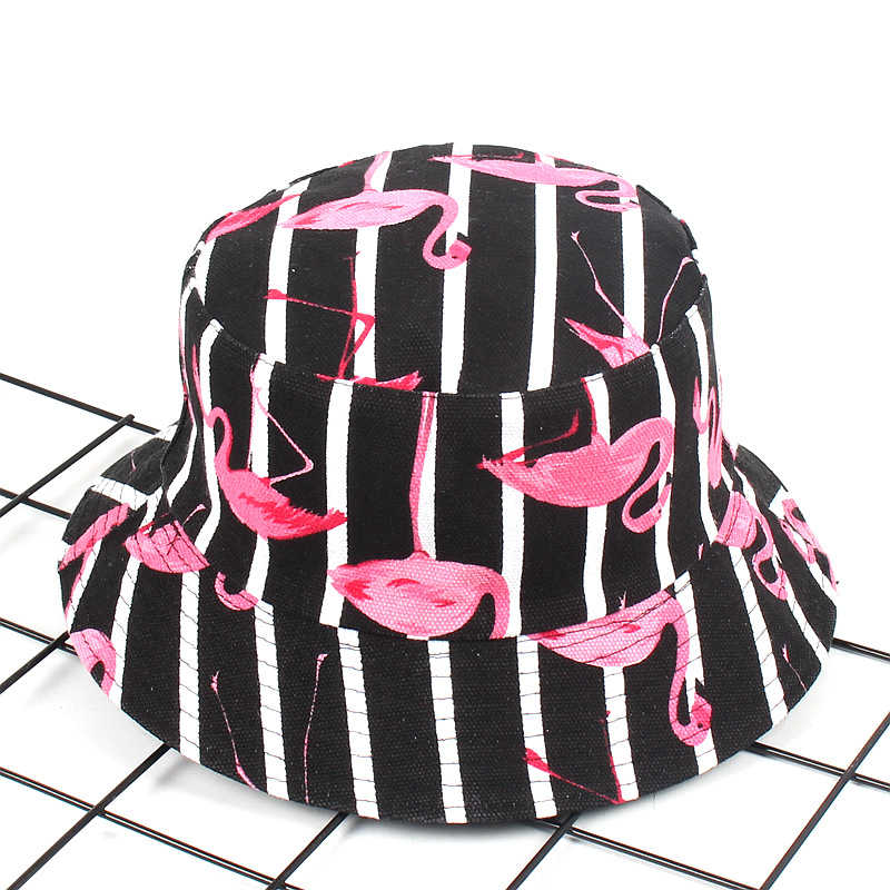 Women-Print-Flamingo-Canvas-Double-Sided-Wear-Outdoor-Sunshade-Fisherman-Hat-1284104