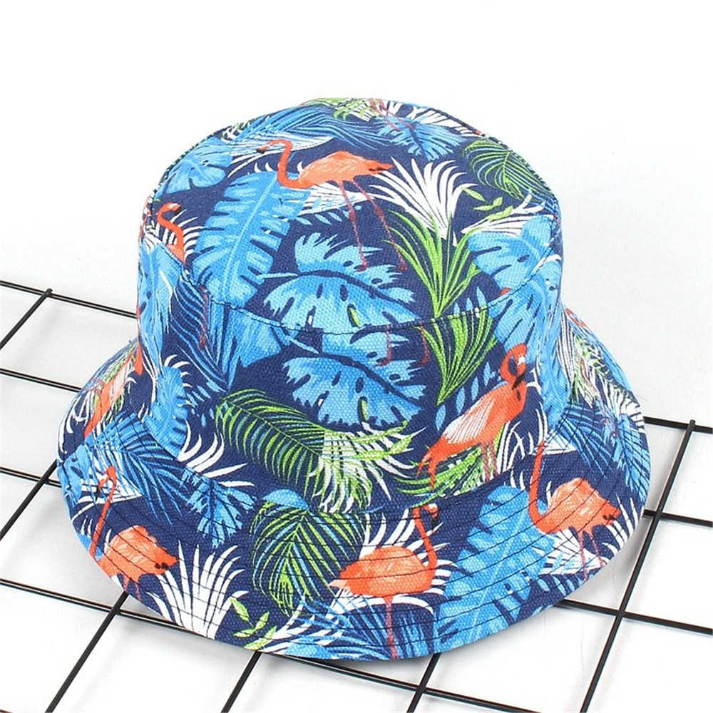 Women-Print-Flamingo-Canvas-Double-Sided-Wear-Outdoor-Sunshade-Fisherman-Hat-1284104