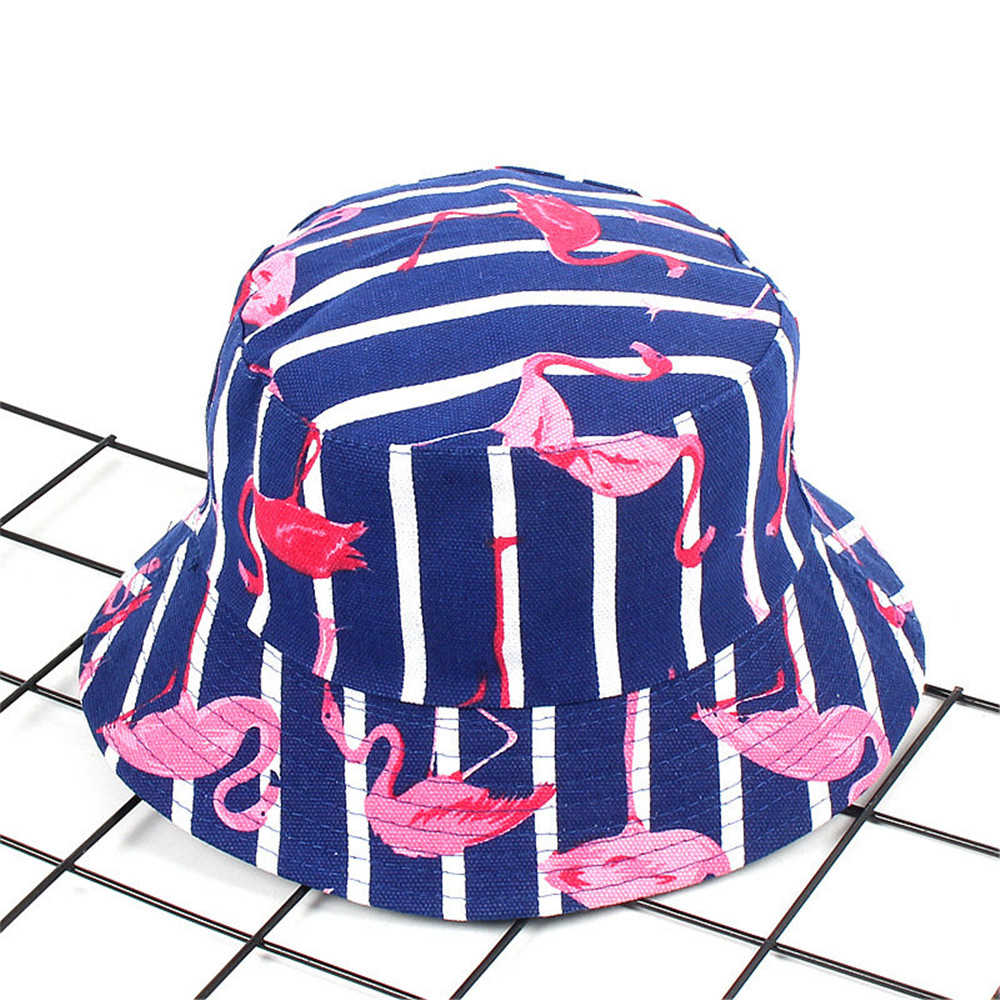 Women-Print-Flamingo-Canvas-Double-Sided-Wear-Outdoor-Sunshade-Fisherman-Hat-1284104