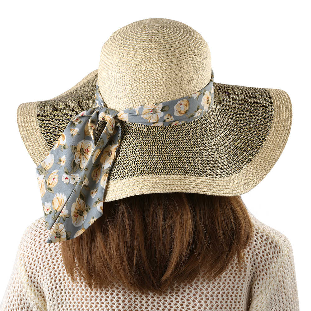 Women-Ribbon-Bow-Foldable-Sunscreen-Bucket-Straw-Hat-Outdoor-Casual-Travel-Beach-Sea-Floppy-Hat-1456135