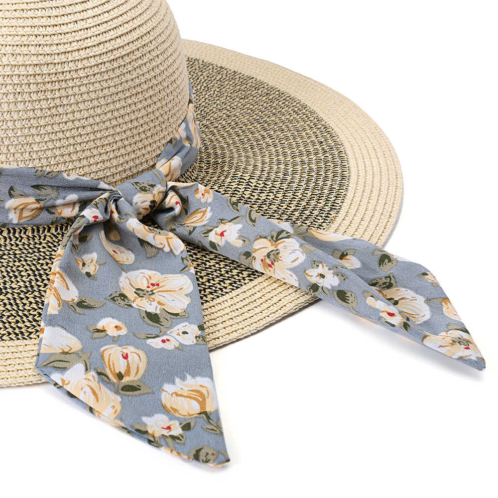 Women-Ribbon-Bow-Foldable-Sunscreen-Bucket-Straw-Hat-Outdoor-Casual-Travel-Beach-Sea-Floppy-Hat-1456135