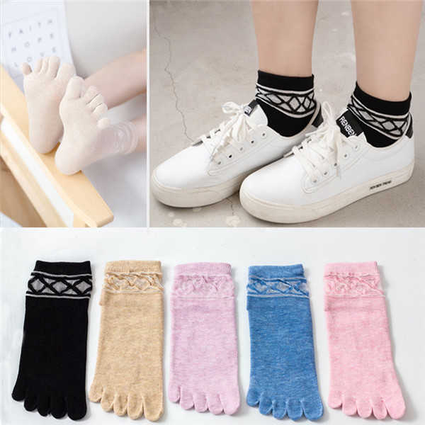 Women-Spring-Cotton-Breathable-Middle-Tube-Socks-Deodorant-Sweat-Five-Toe-Socks-1275920