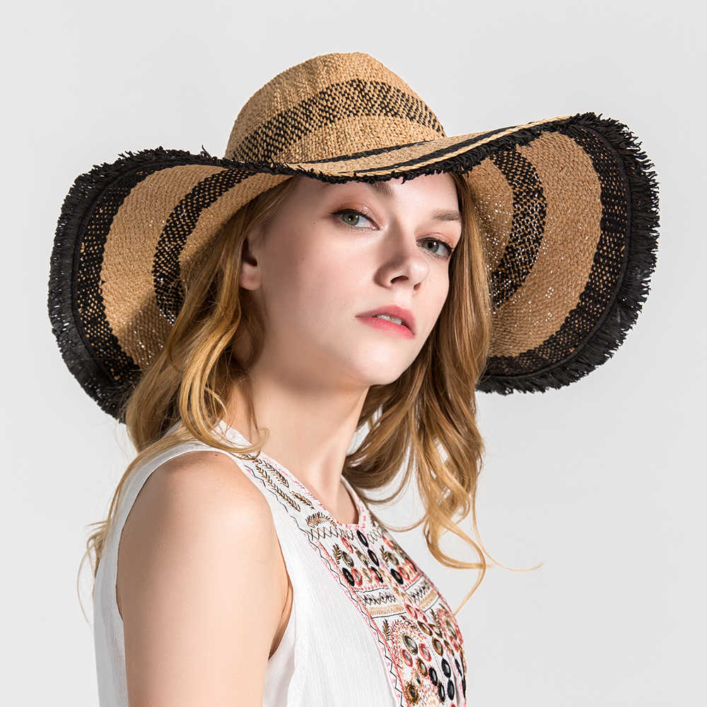 Women-Summer-Beach-Outdoor-Wide-Brim-Straw-Hat-Breathable-Sunshade-Visor-Hat-1320427