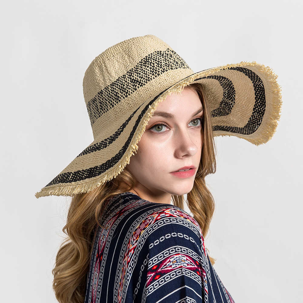 Women-Summer-Beach-Outdoor-Wide-Brim-Straw-Hat-Breathable-Sunshade-Visor-Hat-1320427