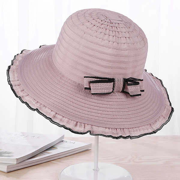 Women-Summer-Bowknot-Straw-Beach-Hat-Big-Brim-Sunshade-Visor-Bucket-Hats-1265429