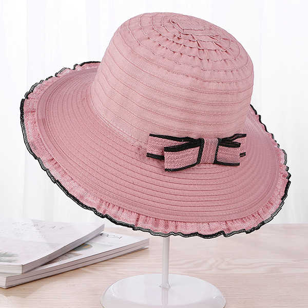 Women-Summer-Bowknot-Straw-Beach-Hat-Big-Brim-Sunshade-Visor-Bucket-Hats-1265429