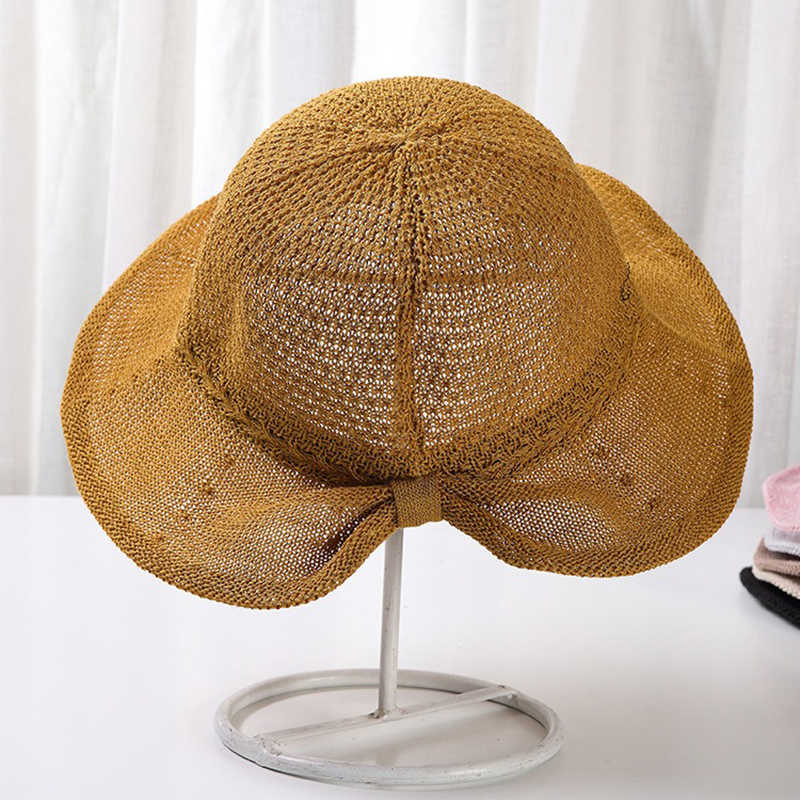 Women-Summer-Breathable-Pleated-Bow-Bucket-Hat-Visor-Cap-Collapsible-Fisherman-Hat-1432419