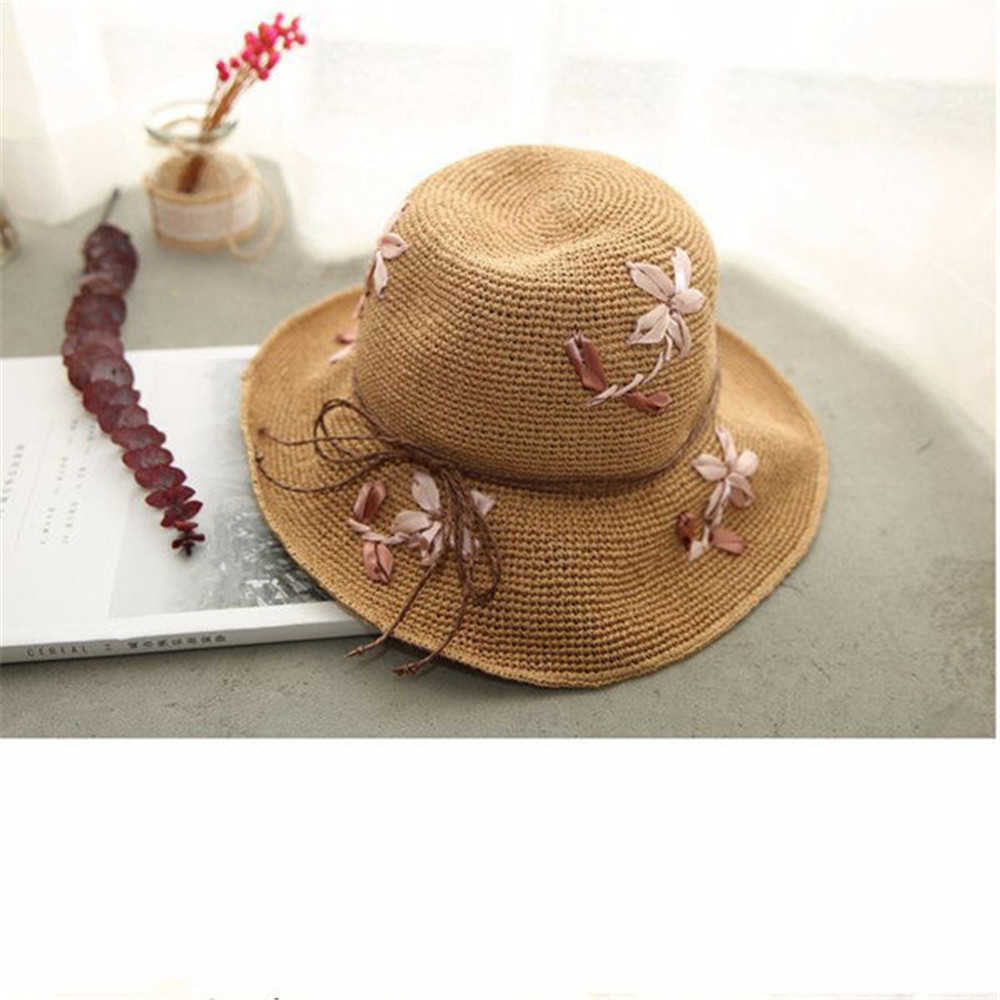 Women-Summer-Foldable-Rafi-Straw-Hat-Outdoor-Breathable-Anti-UV-Sunscreen-Bucket-Hat-1283699