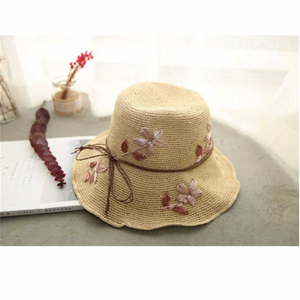 Women-Summer-Foldable-Rafi-Straw-Hat-Outdoor-Breathable-Anti-UV-Sunscreen-Bucket-Hat-1283699