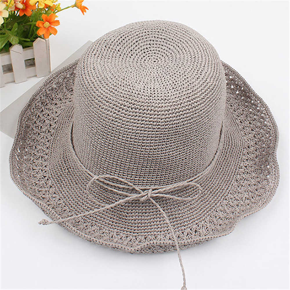 Women-Summer-Foldable-Straw-Beach-Hat-Breathable-Causal-Sunscreen-Bucket-Hat-1285233