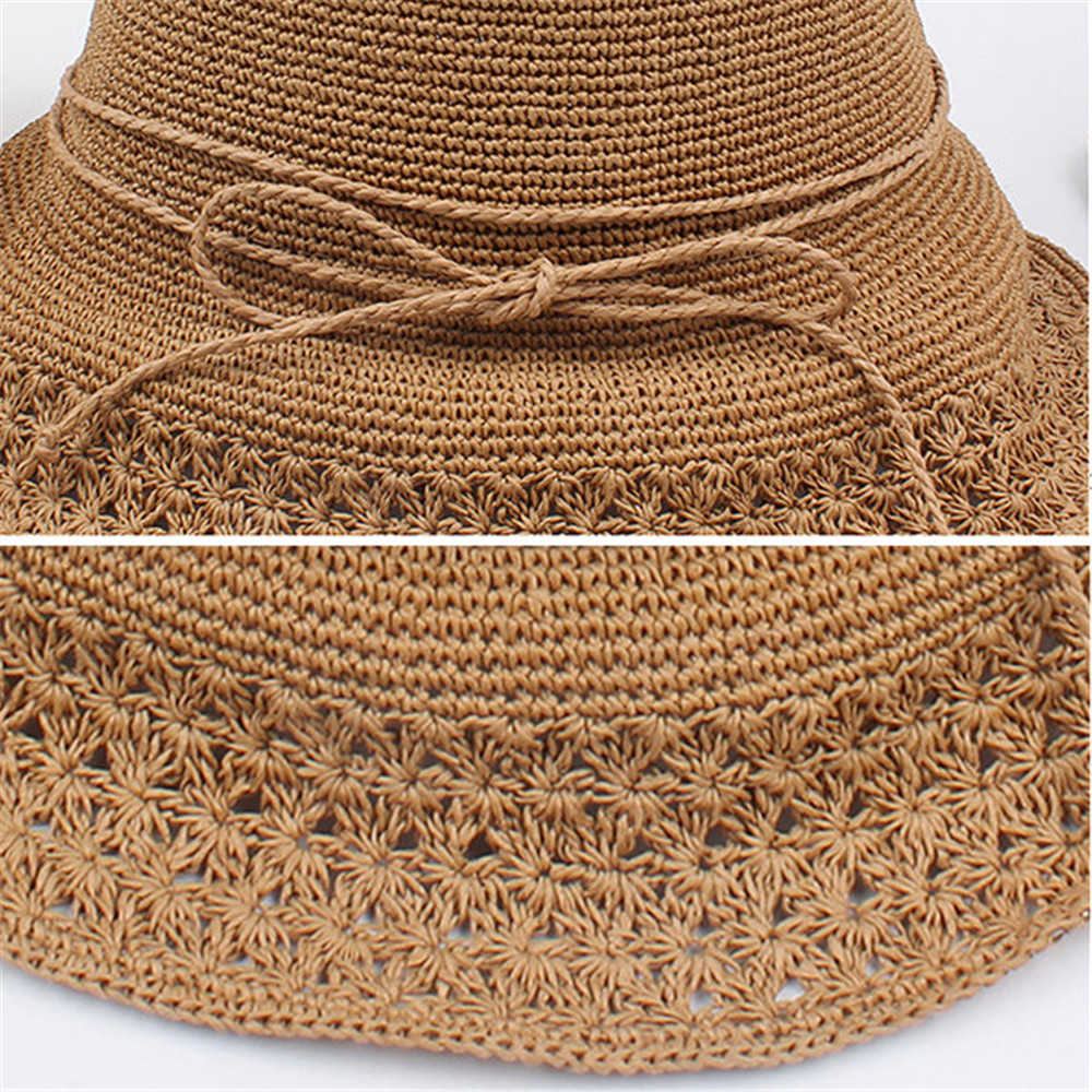 Women-Summer-Foldable-Straw-Beach-Hat-Breathable-Causal-Sunscreen-Bucket-Hat-1285233