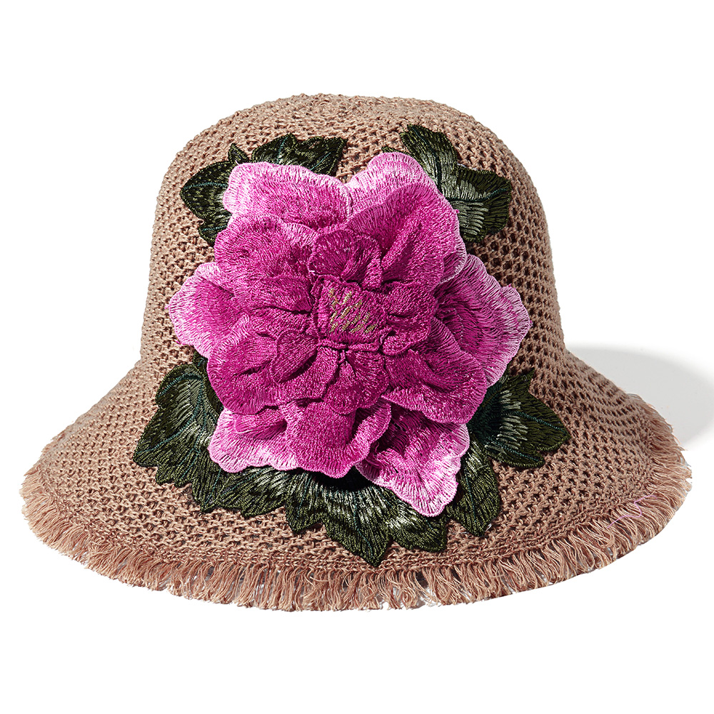 Women-Summer-Outdoor-Breathable-Embroidered-Flower-Wide-Brim-Hat-Tassel-Visor-Hat-1321038