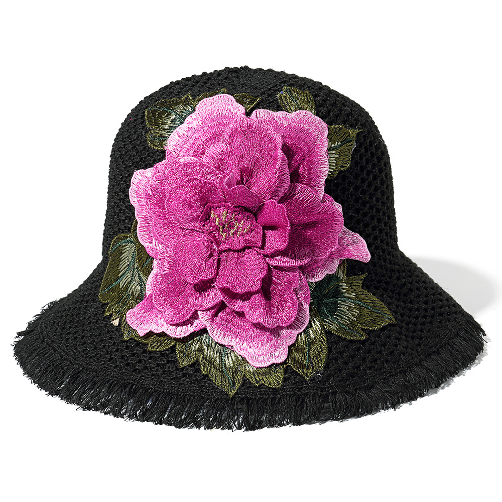 Women-Summer-Outdoor-Breathable-Embroidered-Flower-Wide-Brim-Hat-Tassel-Visor-Hat-1321038