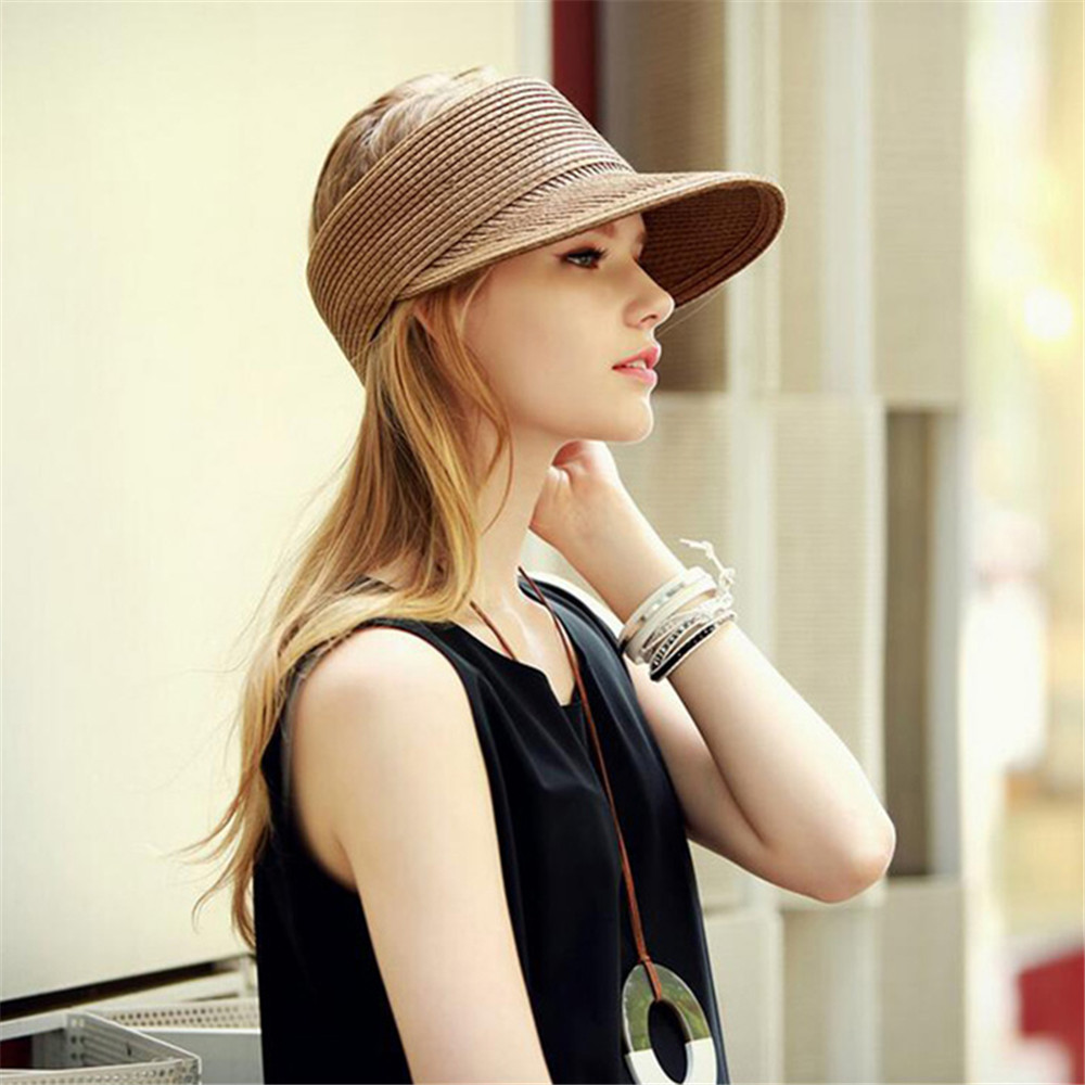 Women-Summer-Outdoor-Foldable-Straw-Hat-Breathable-Wide-Brim-Sunscreen-Empty-Top-Hat-1301685