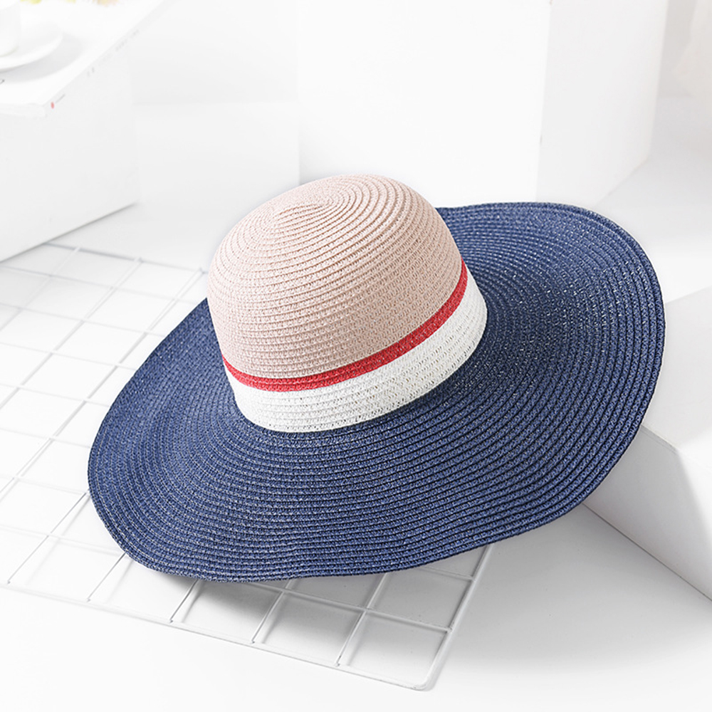 Women-Summer-Outdoor-Multicolor-Wide-Brim-Straw-Hat-Beach-Sunshade-Visor-Hat-1298086