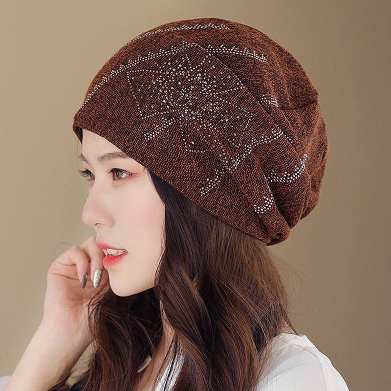 Women-Summer-Polyester-Double-Layers-Beanie-Cap-Outdoor-Earmuffs-Flexible-Turban-Cap-1437390