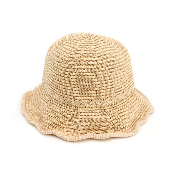 Women-Summer-Stripe-Hollow-Out-Breathable-Bucket-Caps-Folding-Weave-Sunshade-Beach-Hats-1270209