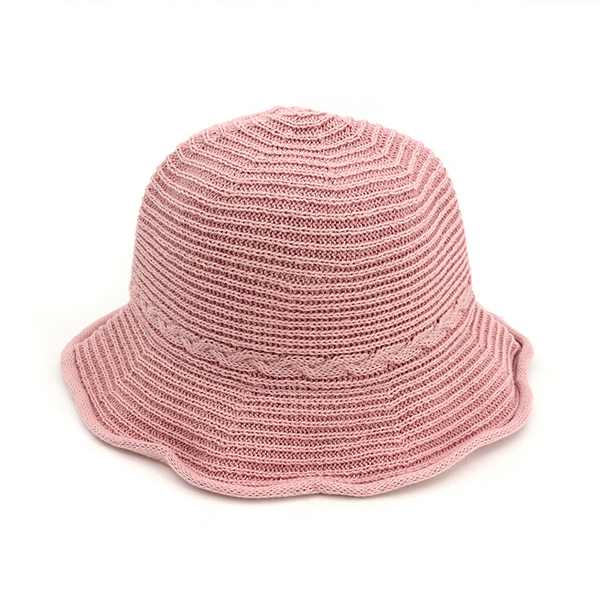 Women-Summer-Stripe-Hollow-Out-Breathable-Bucket-Caps-Folding-Weave-Sunshade-Beach-Hats-1270209