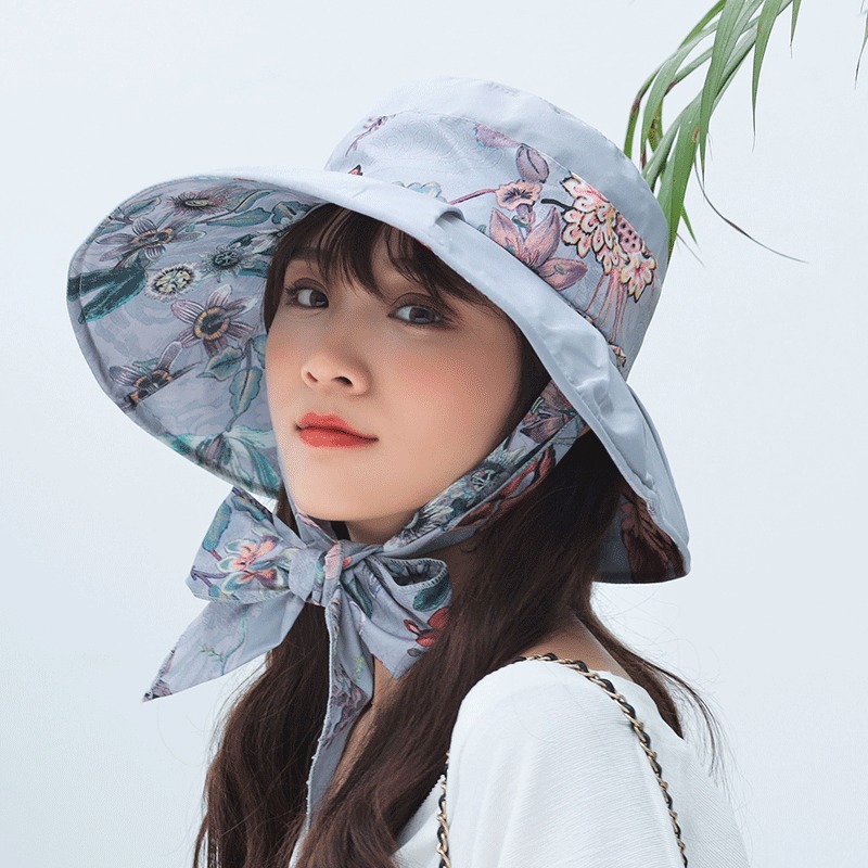 Women-UV-Protection-Floral-Bandaged-Large-Brim-Sun-Hat-Vintage-Lady-Bucket-Cap-1432416