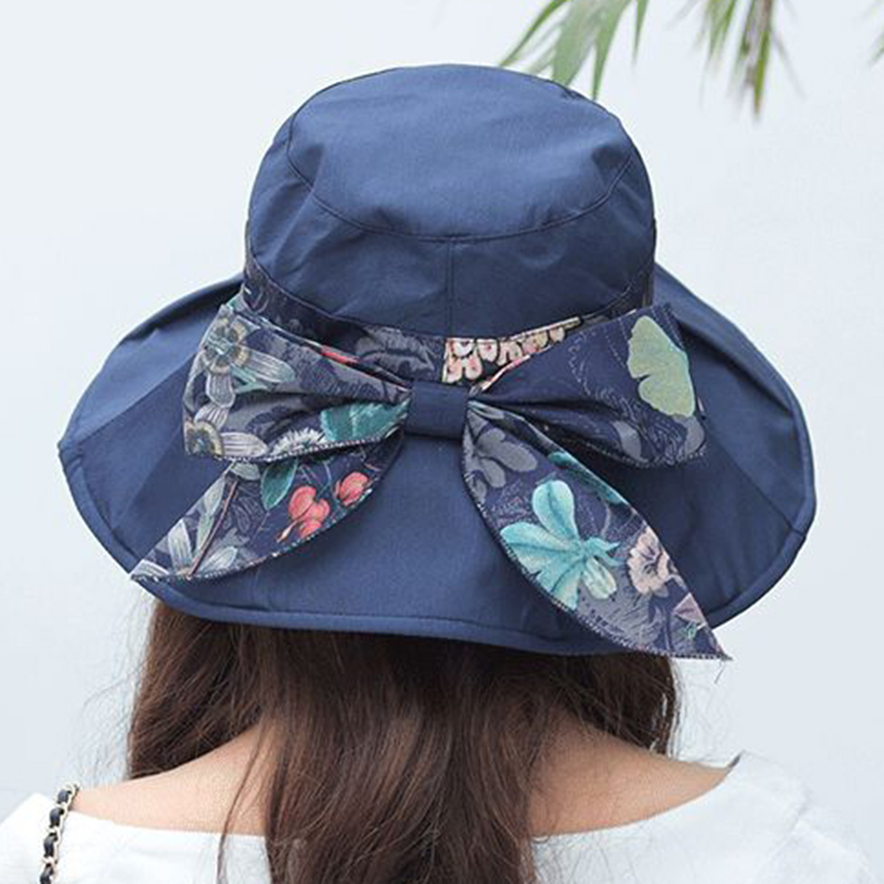 Women-UV-Protection-Floral-Bandaged-Large-Brim-Sun-Hat-Vintage-Lady-Bucket-Cap-1432416