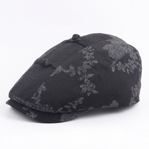 Women-Vintage-Chinese-Style-Beret-Cap-Cotton-Flower-Printing-Sunshade-Visor-Forward-Hat-1173327