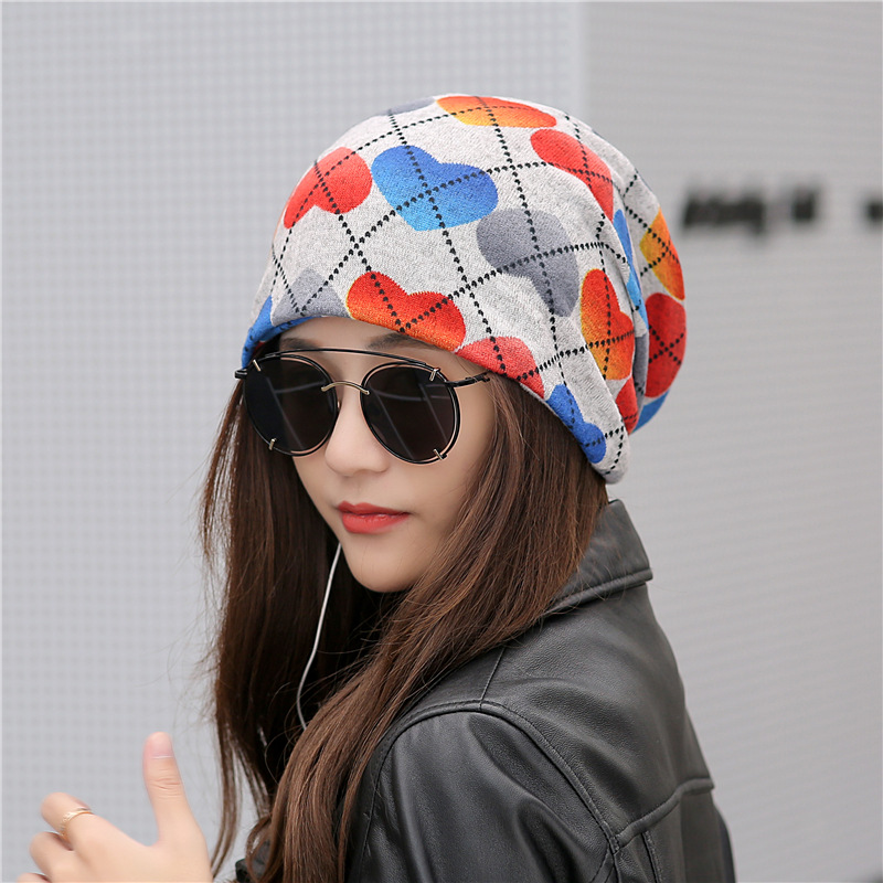 Women-Vintage-Multi-purpose-Plaid-Earmuffs-Beanie-Cap-Scarf-Outdoor-Double-Layers-Skullcap-1381333