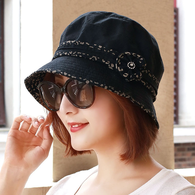 Women-Vintage-Polyester-Sun-Protection-Visor-Fisherman-Hat-Wide-Brimmed-Bucket-Cap-1433749