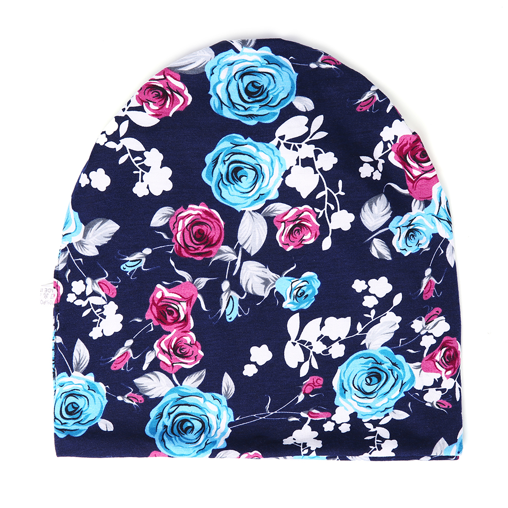 Women-Warm-Flower-Print-Dual-Use-Beanie-Scarf-Ponytail-Cap-1398589