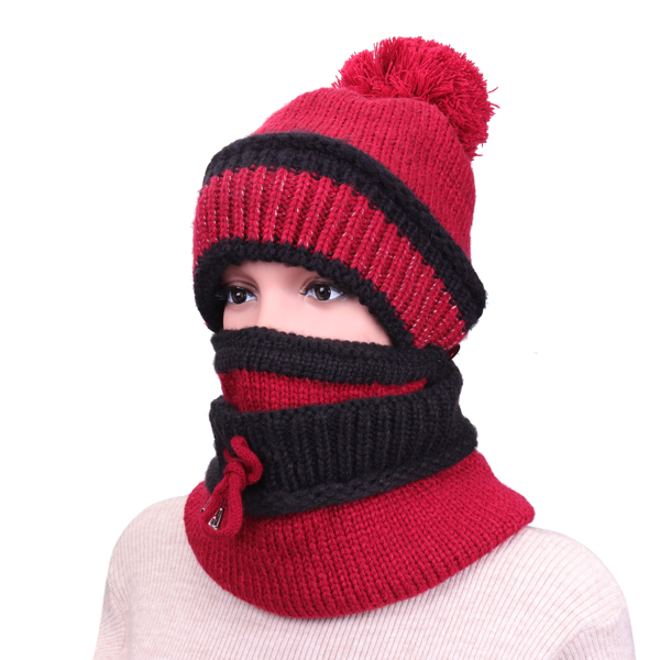 Women-Warm-Knitted-Beanies-Hat-Collar-Scarf-Set-Windproof-Plus-Cashmere-Lining-Hat-With-Mask-1235994