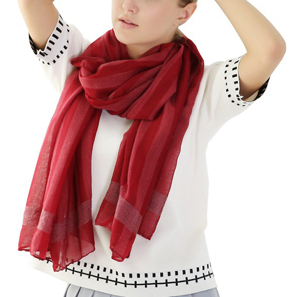 Women-Warm-Stripes-Cotton-Shawl-Travel-Leisure-Big-Size-Square-Scarf-1188662