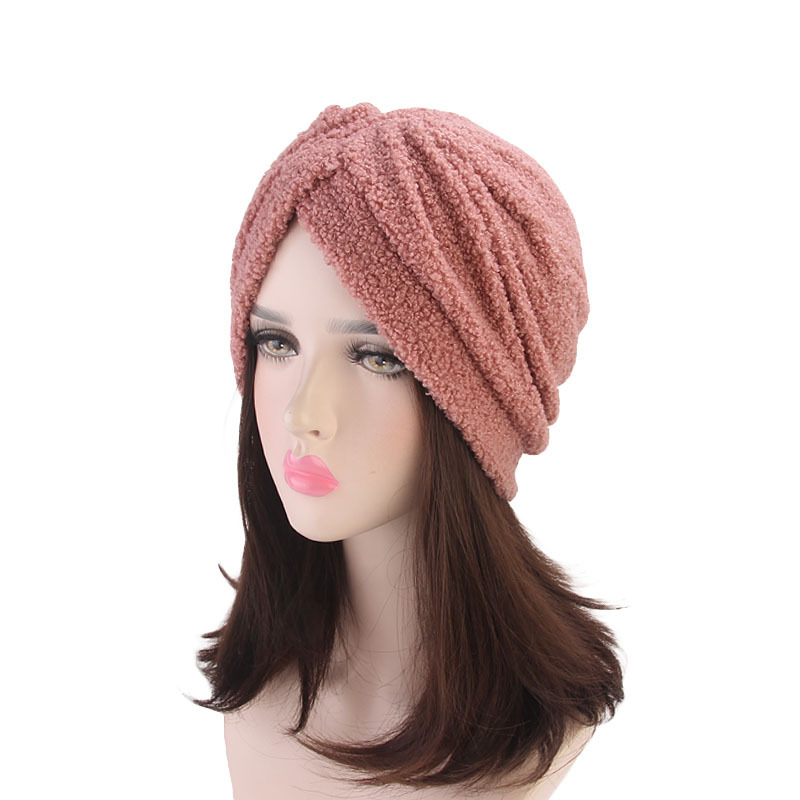 Women-Warm-Teddy-Plush-Hat-Casual-Leisure-Turban-Cap-Nightcap-1367446