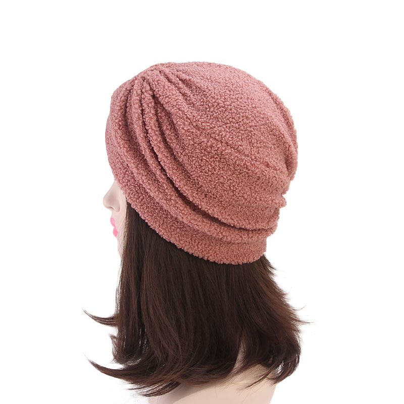 Women-Warm-Teddy-Plush-Hat-Casual-Leisure-Turban-Cap-Nightcap-1367446