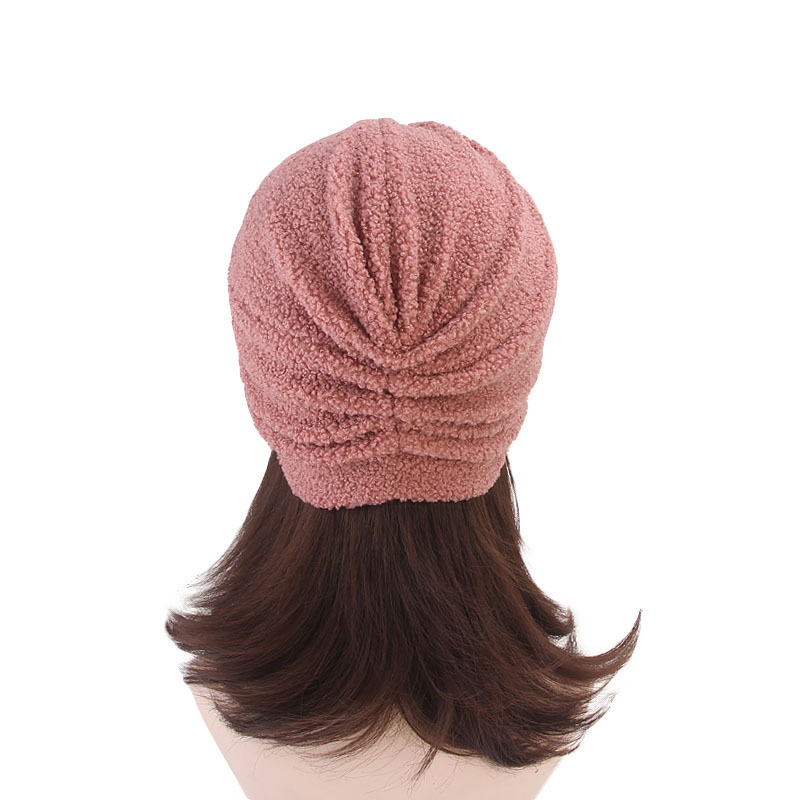 Women-Warm-Teddy-Plush-Hat-Casual-Leisure-Turban-Cap-Nightcap-1367446