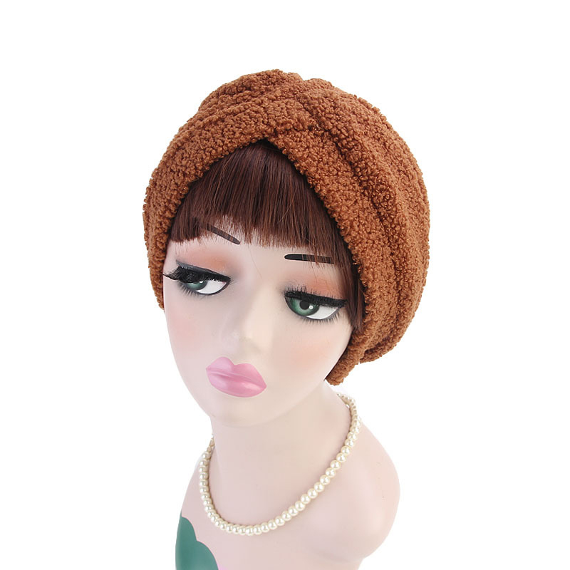 Women-Warm-Teddy-Plush-Hat-Casual-Leisure-Turban-Cap-Nightcap-1367446