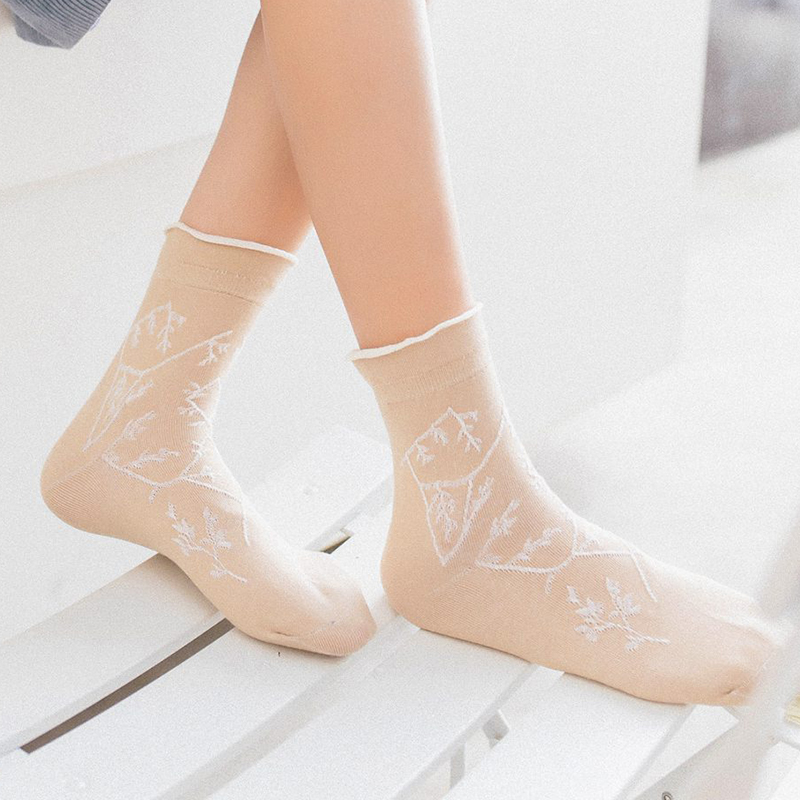 Women-Winter-Flower-Snowflake-Jacquard-Casual-Cotton-Crew-Sock-1338593