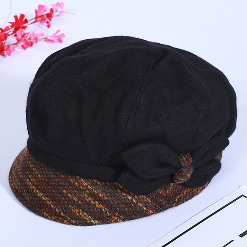 Women-Winter-Leisure-Cotton-Earmuffs-Newsboy-Painter-Hat-Solid-Beret-Caps-Peaked-Cap-1349979