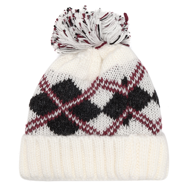 Women-Winter-Plaid-Ski-Knit-Beanie-Hat-Thicken-Windproof-Earmuffs-Skull-Cap-with-Hairball-1238240