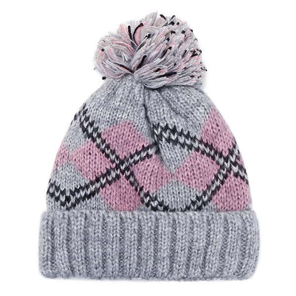 Women-Winter-Plaid-Ski-Knit-Beanie-Hat-Thicken-Windproof-Earmuffs-Skull-Cap-with-Hairball-1238240