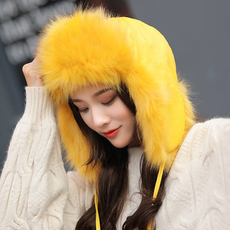 Women-Winter-Plush-Thicken-PU-Leather-Trapper-Hat-Outdoor-Ski-Windproof-Hunting-Hat-1383146