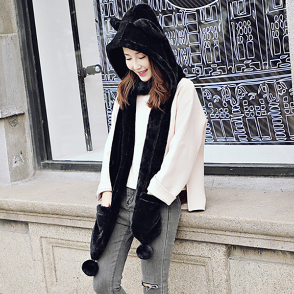 Women-Winter-Thicken-Scarf-Wrap-Hat-Gloves-Set-One-Piece-Woolen-Warm-Ourdoors-Long-Hooded-Scarf-1211210