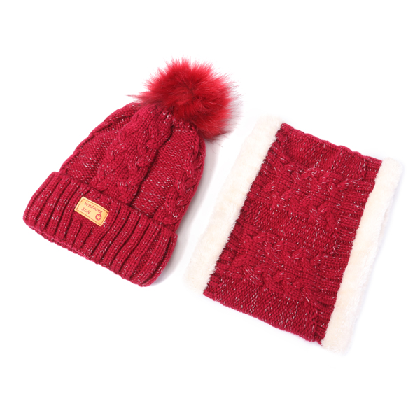 Women-Winter-Thicken-Warm-Knitted-Hat-And-Collar-Scarf-Set-Casual-Windproof-Adjustable-Hat-1211313