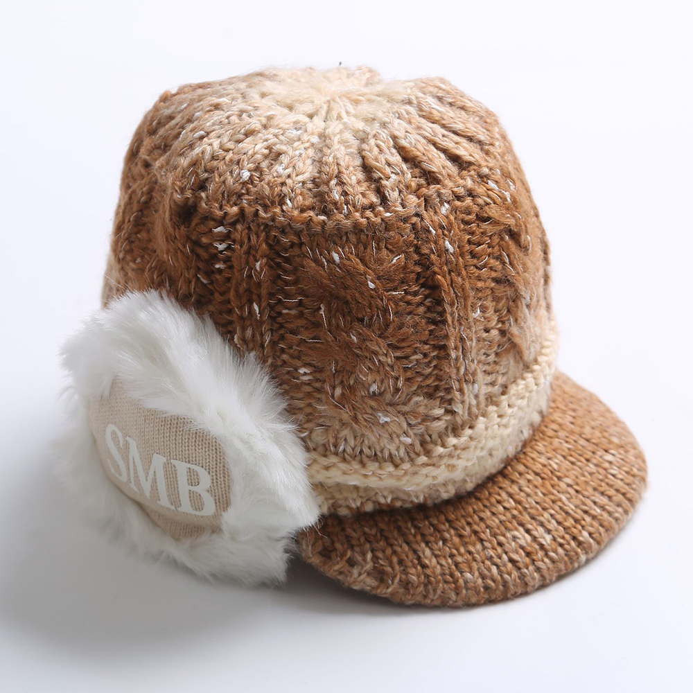 Women-Winter-Thickened-Warm-Gradient-Knitted-Hat-Earmuffs-Knit-Beret-Cap-1365557