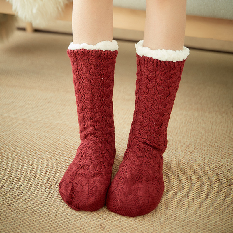 Women-Winter-Thickening-Warm-Casual-Socks-Non-Slip-Silicone-Middle-Tube-Socks-1376957