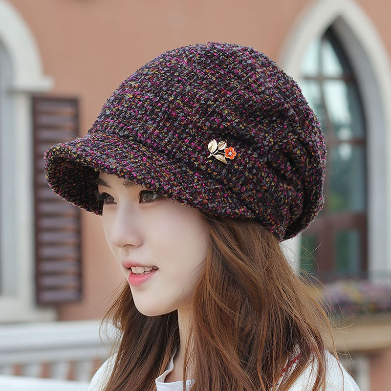 Women-Winter-Vintage-Thicken-Earmuffs-Painter-Knit-Beret-Caps-1387766