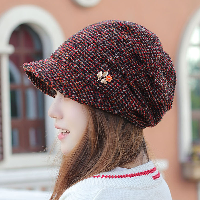 Women-Winter-Vintage-Thicken-Earmuffs-Painter-Knit-Beret-Caps-1387766