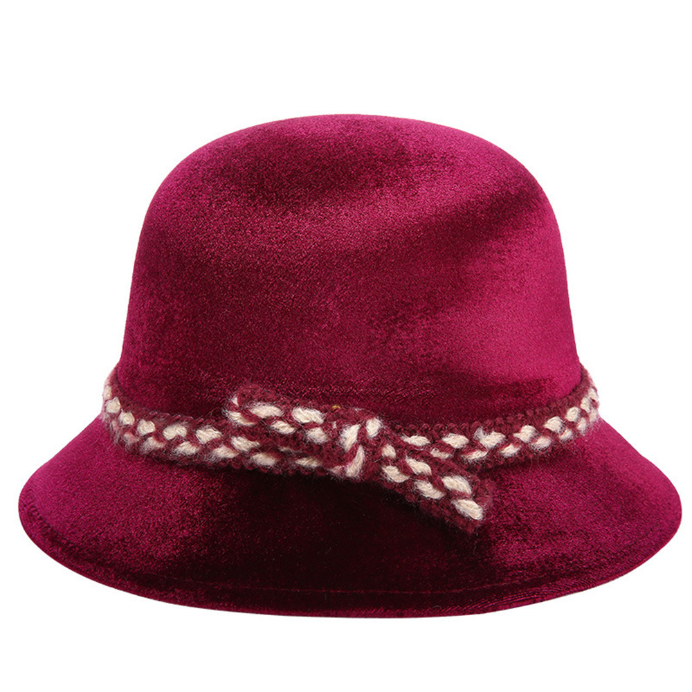 Women-Wool-Middle-Aged-Lady-Gold-Velvet-Hat-Fashion-Outdoor-Warm-Basin-Cap-1213537