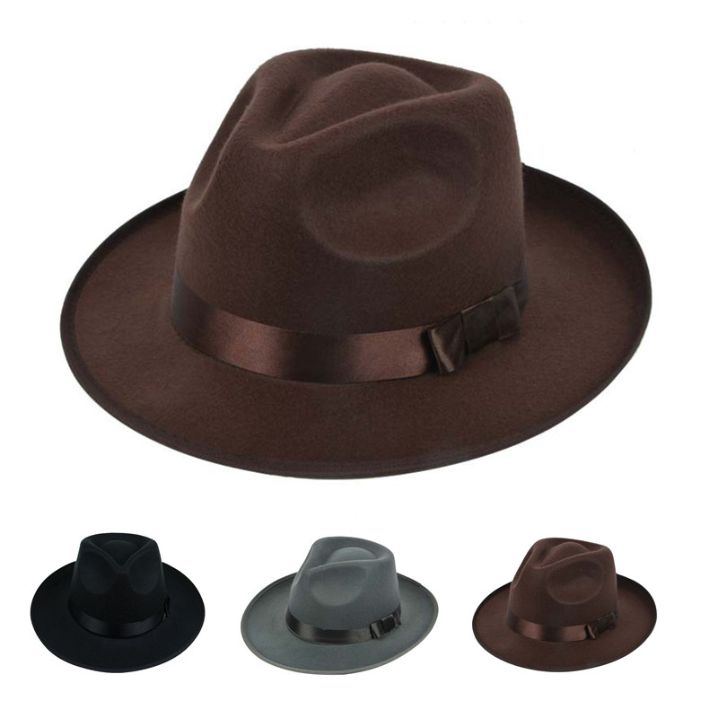 Women-ladies-Cotton-Blend-Jazz-Felt-Fedora-Cap-Wide-Brim-Bowler-Trilby-Panama-Hat-1065256