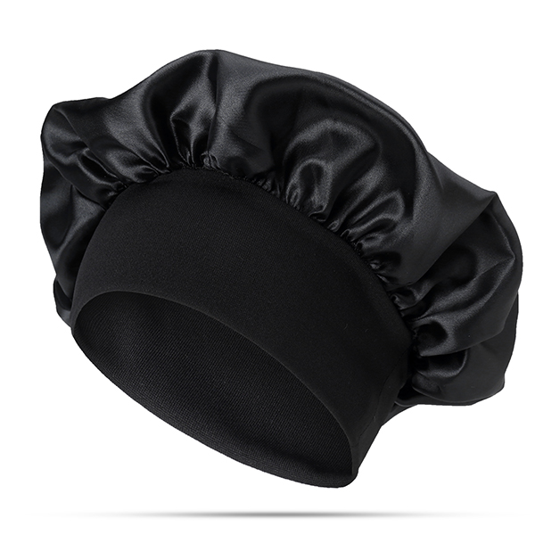 Womens-Black-Fleece-Elastic-Bathing-Cap-Headband-Shower-Cap-Sleeping-Hat-Hair-Care-Beanie-1259237