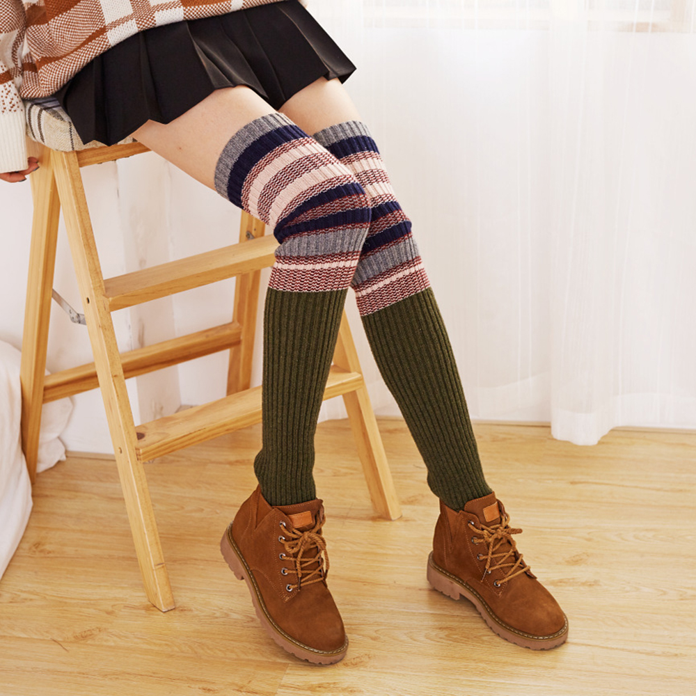 Womens-Compression-Socks-Vintage-Color-Striped-Fashion-Sock-1575872